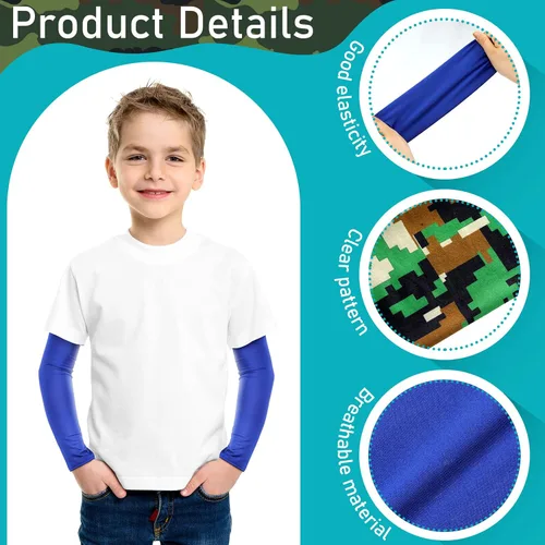 Vista 5 de Xuhal 10 Pairs Arm Sleeves for Kids Baseball UV Sun Protection Cooling Arm Sleeves Boys Football Basketball