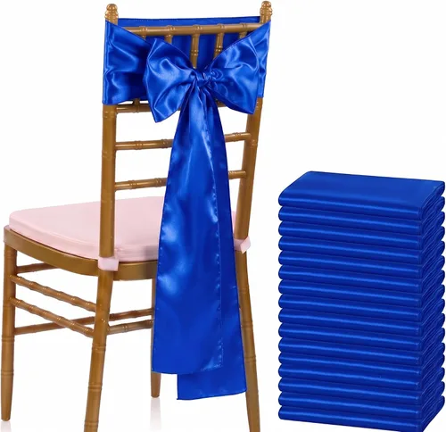 Vista 41 de Juego de 50 listones para sillas, de la marca MDS, Satin, Azul marino, 50