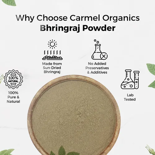 Vista 4 de CARMEL ORGANICS Bhringraj Polvo 8 onzas Pure & Natural, Ayurvedic Herbal Supplement, No Added Preservatives, Non-GMO, Traditionally Used for Hair