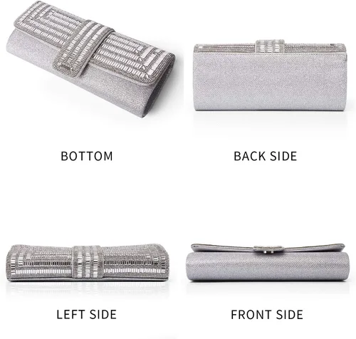 Vista 14 de Labair Bolso de noche y embragues para mujer, bolso de mano brillante con diamantes de imitación, bolso formal para fiesta de boda.