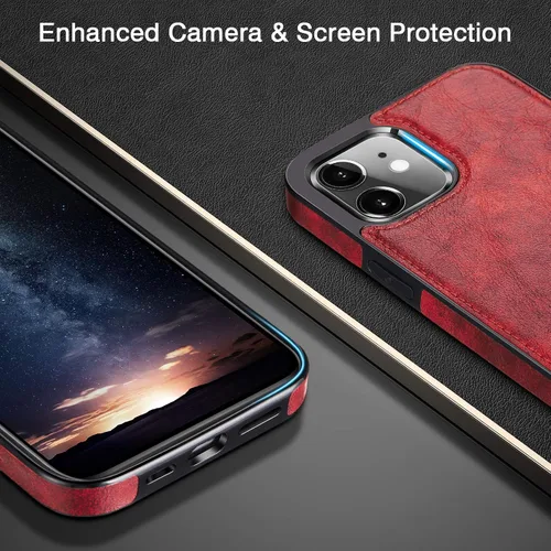 Vista 6 de LOHASIC Funda para iPhone 12 Pro, para iPhone 12, funda de cuero elegante, delgada y de lujo, resistente agarre antideslizante, a prueba de golpes