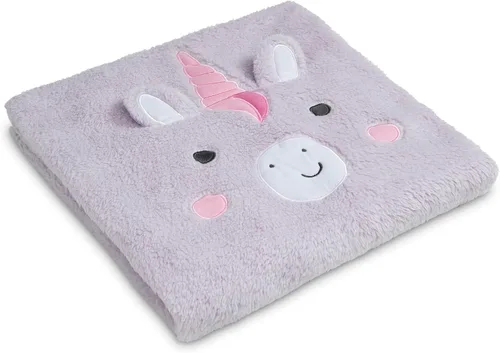 Vista 5 de Delta Children Manta Sherpa personalizada para niños, unicornio morado claro