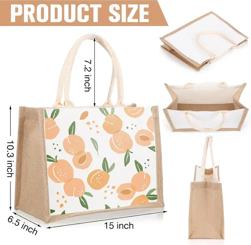 Vista 2 de Reginary 12 Pcs Burlap Tote Bags - Large Tote Beach Bags with Handles & Blank Reusable