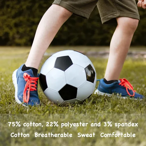Vista 3 de Calcetines acolchados para niños y niñas, calcetines deportivos para niños con lengüeta de corte bajo para 4 a 10 años de edad, 6 pares