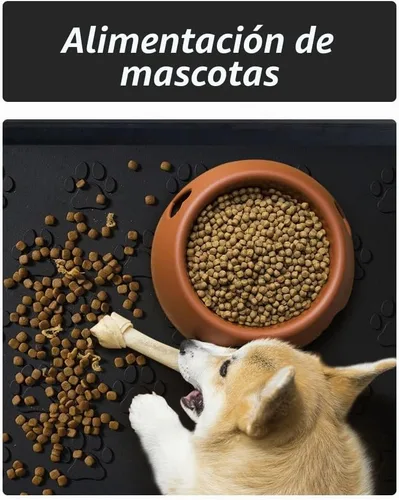 Vista 3 de SUPENUIN Bandeja de botas con patrón de patas para entrada, alfombrillas de goma impermeables para perros, bandeja multiusos para entrada