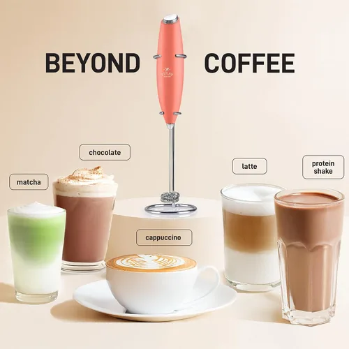Vista 394 de Zulay Milk Boss Espumador de leche potente manual, hace espuma para latte, batidor para mezclar bebidas, café, miniespumador para capuchino, frappé