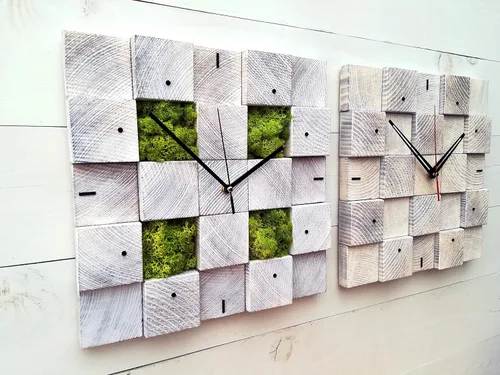 Vista 3 de Wall Clock, Christmas gift, Square Clock, Wooden Wall Clock, Scandinavian Decor, Unique Wall Clock, Modern Clock, Hanging Clock