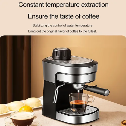 Vista 7 de Máquinas de capuchino para el hogar, máquina de café expreso, cafetera retro, con función de espuma de leche, bomba de presión de 5 bares, con área
