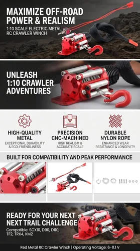 Vista 3 de Tbest Crawler, con controlador de cabrestante, coche RC escala 1/10, accesorio de vehículo modelo, para entusiastas de todo terreno y aficionados