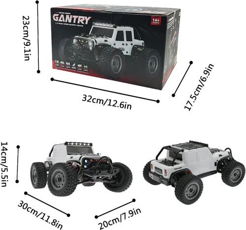 Vista 4 de SCY16103 1/16 RC Car 4X4 RC Truck 35 Km/h RC Cars 2.4GHz 4CH 4WD 390 Class Motor Camión de control remoto con 3 baterías recargables de 1500 mAh