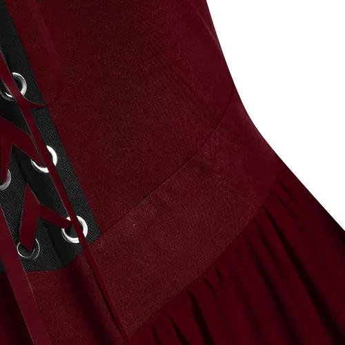 Vista 3 de Vestido punk gótico para mujer, hombros descubiertos, manga mariposa, vestido de Halloween, mangas de trompeta, conjunto bohemio