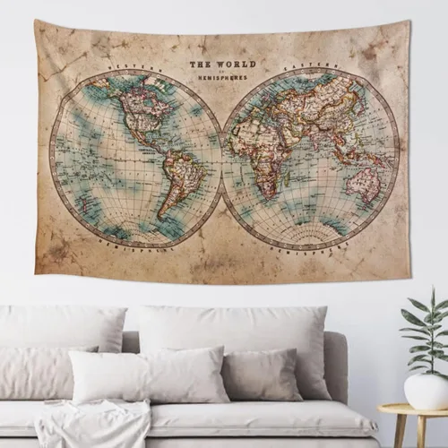 Vista 12 de MOUNDHONG Tapiz negro retro con mapa del mundo para colgar en la pared, tapiz de arte retro para pared, tapices de pared grandes para dormitorio