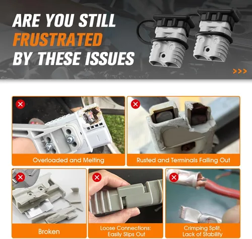 Vista 3 de 2 baterías de calibre 1/0 de 175 amperios de conexión rápida/desconexión con mango, kit de conector de enchufe de cable de puente para cabrestante
