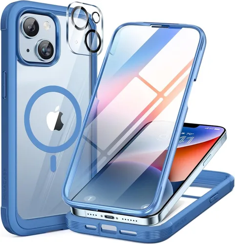 Vista 94 de Miracase - Funda magnética para iPhone 13 Pro Max de 6.7 pulgadas (compatible con MagSafe), transparente, completo, protector de pantalla de vidrio