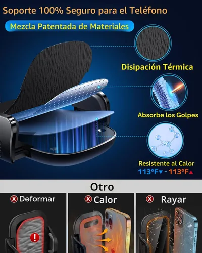 Vista 4 de Qifutan Soporte de teléfono montado en tablero para tu automóvil, soporte de teléfono para salpicadero de automóvil, ventilación de aire, soporte