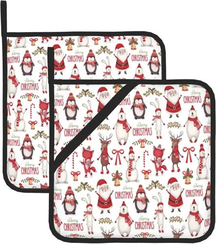Vista 7 de Juego de 2 soportes para ollas de pan de jengibre de Navidad, resistentes al calor, resistentes al calor, forro de algodón, almohadillas calientes