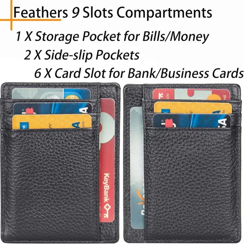 Vista 6 de LinsCraft Pequeñas carteras de bolsillo con bloqueo RFID para hombres y mujeres