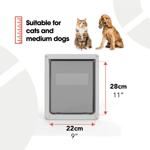 Vista 3 de Dog Mate Puerta mediana para perros, Panel de bloqueo robusto, Autolineo a 1.969 in, Gris