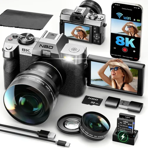 Vista 10 de NBD 8K Digital Cameras for Photography with Dual-Lens 16X Zoom Black
