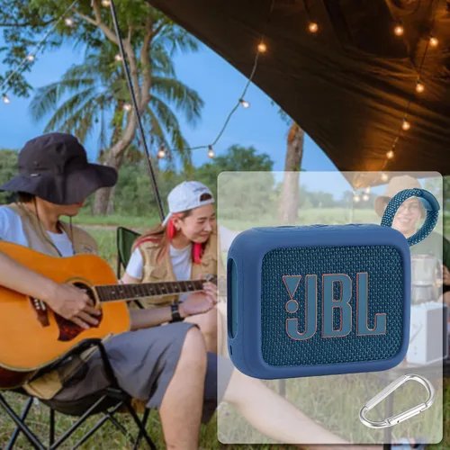 Vista 7 de Funda de silicona para altavoz Bluetooth impermeable JBL Go 4, color azul Estuche azul