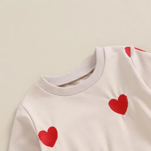 Vista 3 de Molgkyo Conjunto de sudadera de manga larga con estampado de letras para el día de San Valentín, 2 piezas, ropa de primavera