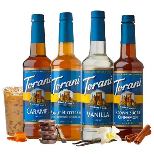 Vista 2 de Torani Paquetes variados de jarabe, favoritos de café sin azúcar, botella de 25.4 onzas líquidas (paquete de 4)