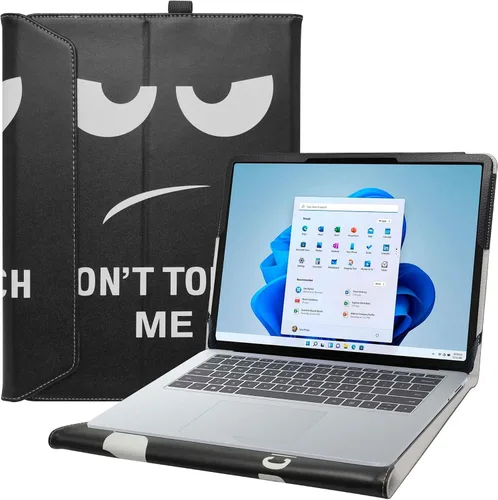 Vista 9 de Bige Surface Laptop Studio 2 - Funda de piel sintética con 2 soportes plegables para tabletas Microsoft de 14.4 pulgadas, color negro