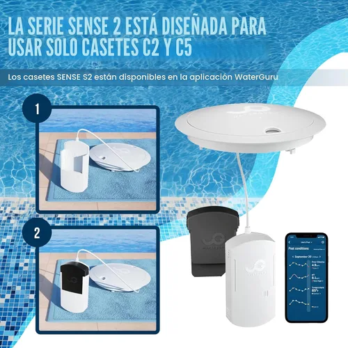 Vista 4 de WaterGuru Sense S2 - Monitor inteligente de piscina – Probador digital de agua de piscina y spa para cloro, pH, CYA y alcalinidad – habilitado