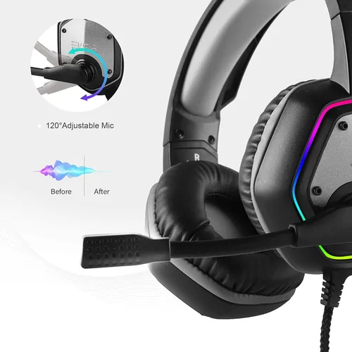 Vista 2 de EKSA E1000 - Auriculares USB para juegos para PC auriculares de computadora con cancelación de ruido de micrófonomicrófono auriculares con cable