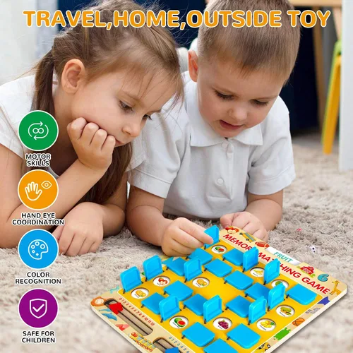 Vista 2 de Juego de Memoria de Emparejamiento para Niños de 3 4 5 6 7 8 Años, Juguete de Viaje para Niños y Niñas, Juego de Mesa de Madera, Esenciales de Viaje