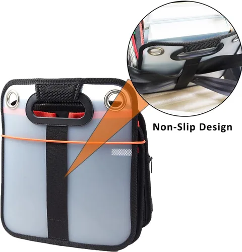 Vista 5 de COVAX Organizador de maletero de automóvil, almacenamiento plegable para asiento trasero con soporte aislado para bebidas, organizador de asiento