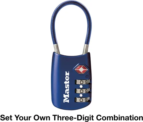 Vista 4 de Master Lock 4688DBLU Tsa candado estilo cable para equipaje, 24 unidades, azul., 4688DBLU