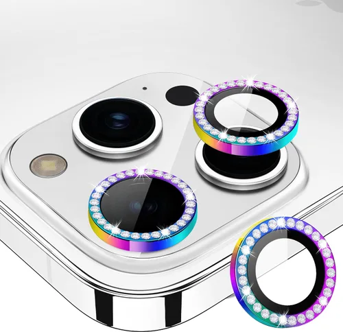 Vista 75 de Protector de lente de cámara para iPhone 15 Pro/iPhone 15 Pro Max, anillo de metal individual, dureza 9H, protector a prueba de arañazos, accesorios