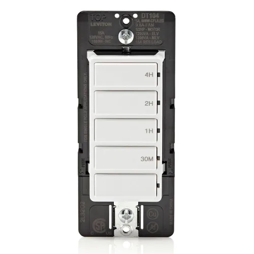 Vista 22 de Leviton Interruptor temporizador de cuenta regresiva para luces domésticas y extractores, 15-30 minutos, 1-2 horas, no requiere cable neutro, un