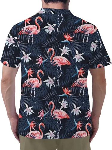Vista 5 de Kinata Camisas polo hawaianas para hombre, camisa de palmera para hombre, divertidas camisas de golf para hombres, camisas de golf locas, camisa