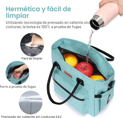 Vista 3 de Lonchera térmica para mujeres y hombres, lonchera para adultos con correa ajustable para el hombro, bolsa de almuerzo grande portátil para oficina
