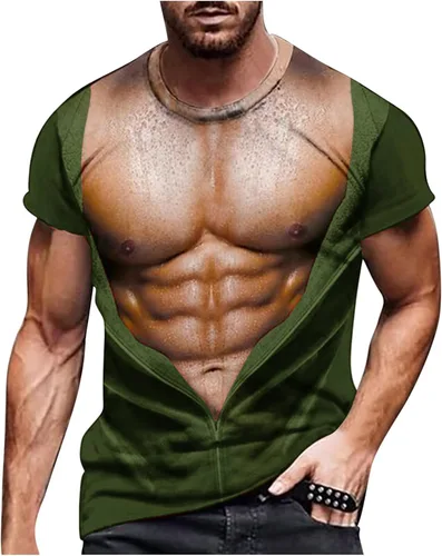 Vista 11 de Camisetas gráficas para hombre, grandes y altas, de manga corta, con estampado muscular, cuello redondo, casual, holgadas, para verano