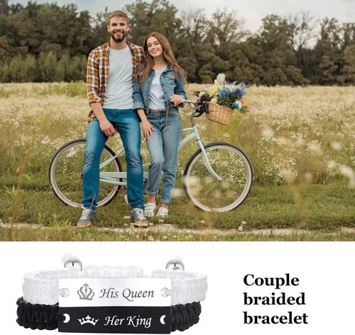 Vista 2 de VNOX Juego de 2, 3, 4, 5 pulseras de cuerda trenzada hechas a mano para dama de honor, pareja