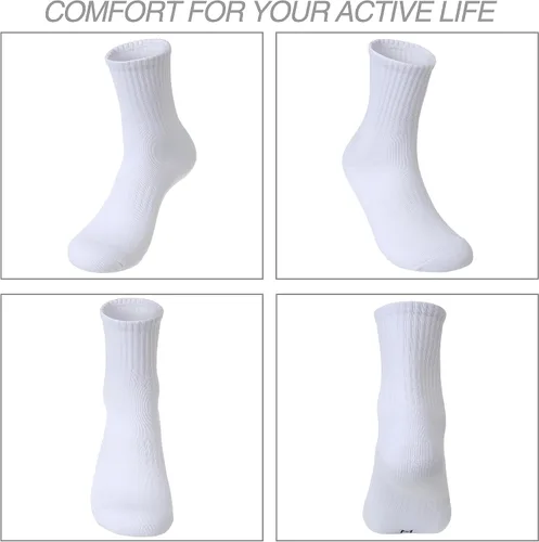 Vista 3 de Calcetines deportivos de algodón con soporte de arco para entrenamiento atlético para hombres y mujeres