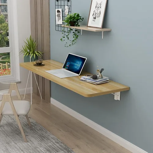 Vista 10 de Mesa plegable montada en la pared, ahorro de espacio, escritorio para computadora, mesa de lavandería, mesa plegable de pared para ropa plegable