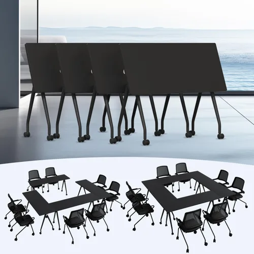 Vista 28 de Paquete de 2 mesas de conferencias plegables, mesa de reunión modular de 1915-gris