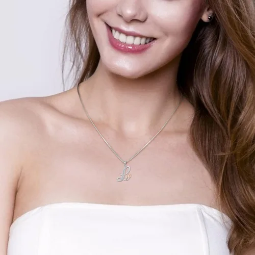 Vista 3 de STARCHENIE Collar con inicial para mujer, plata de ley, 26 letras del alfabeto, colgante de flor de rosa, regalos para familiares, hermanas y amigas