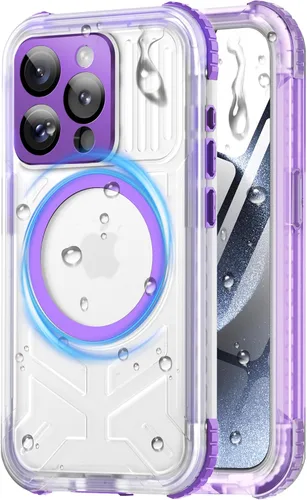 Vista 8 de Funda impermeable para iPhone 15 con Magsafe, protector de pantalla, cordón, IP68 militar de cuerpo completo a prueba de golpes, para deportes