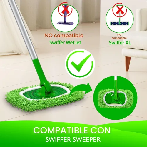 Vista 2 de Almohadillas de microfibra reutilizables para trapeador Compatibles con Swiffer Sweeper - Paquete de 4 paños de barrido en seco y paños de trapeo