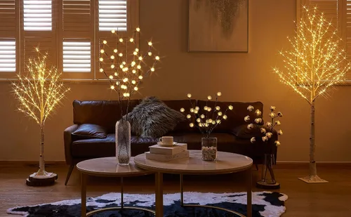 Vista 5 de LITBLOOM Árbol de ramita de abedul iluminado con luces de hadas de 4 pies, 200 LED, 6 pies, 330 luces LED para interiores y exteriores, hogar