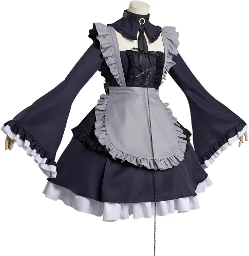 Vista 4 de Kitagawa - Disfraz de mucama para cosplay, disfraz de Halloween, uniforme de criada