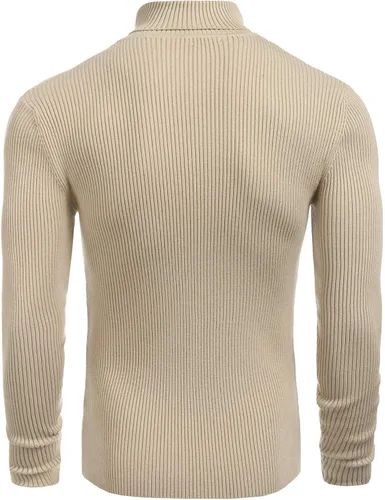 Vista 3 de COOFANDY - Suéter de punto para hombre, acanalado, entallado y con cuello de tortuga