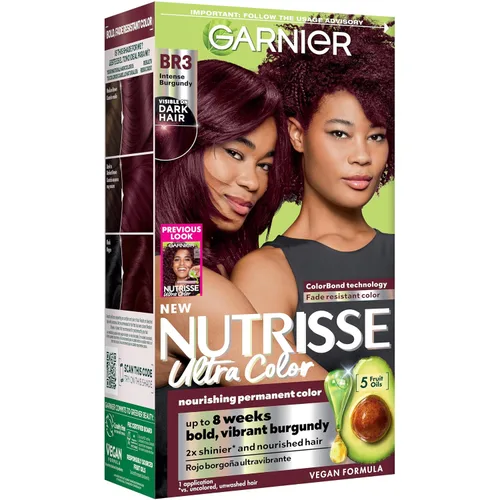 Vista 12 de Garnier Nutrisse Ultra Color - Crema nutritiva para el cabello, BR2, color borgoña intenso oscuro (Passion Fruit), tinte permanente para el cabello