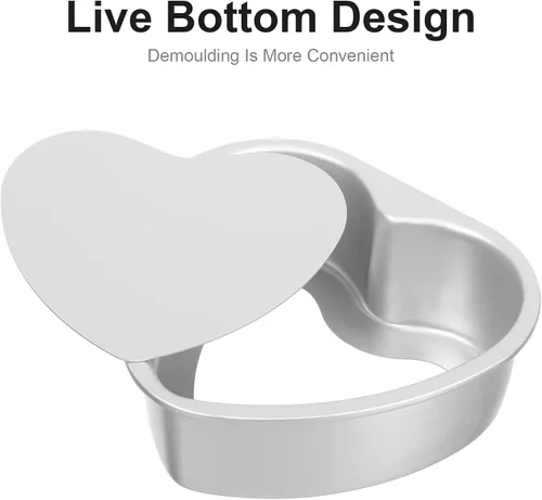 Vista 4 de BESTonZON 3 moldes para pasteles en forma de corazón, moldes de aluminio de 6 pulgadas con parte inferior extraíble, molde de pastel de corazón
