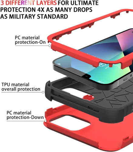 Vista 6 de Diverbox Funda para iPhone 13 [A prueba de golpes] [A prueba de caídas] [A prueba de polvo], Funda de Teléfono de Protección Resistente para Apple